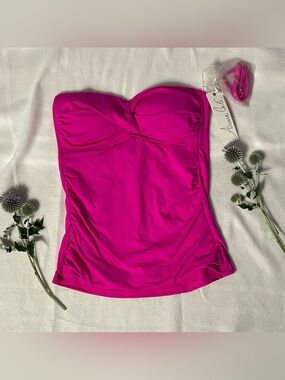 NWT Anne Cole Hot Pink Strapless Tankini Small